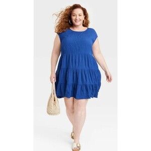 Knox Rose Dress Size 4X Pockets Crinkle Tiered Stretchy  Textured Prairie Flowy